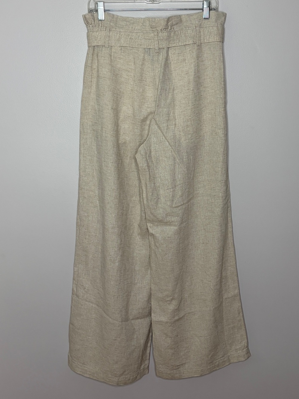 Banana Republic Linen-Blend Wide Leg Paper Bag Pant in Flax Womens 4 - Picture 3 of 5